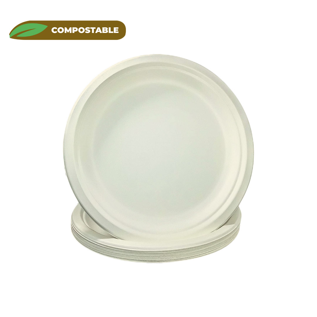 Plato de fibra vegetal compostable - 26 cm